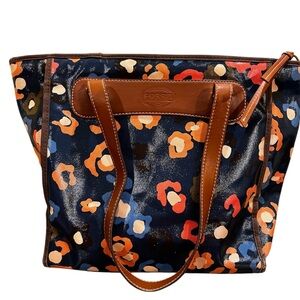 Fossil Designer Tote Bag Navy Flowers
